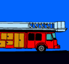 Dibujo Camión de bomberos con escalera pintado por yanko