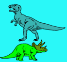 Dibujo Triceratops y tiranosaurios rex pintado por mordelonzera