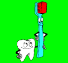 Dibujo Muela y cepillo de dientes pintado por aarolys