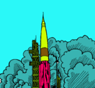 Dibujo Lanzamiento cohete pintado por elenalba