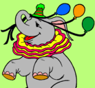 Dibujo Elefante con 3 globos pintado por hada