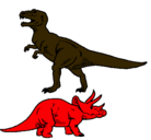 Dibujo Triceratops y tiranosaurios rex pintado por Aarseth
