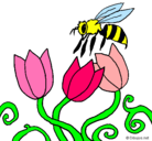 Dibujo Abeja pintado por polen
