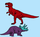 Dibujo Triceratops y tiranosaurios rex pintado por axelin