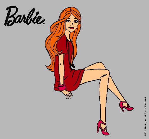 Dibujo Barbie sentada pintado por Alive