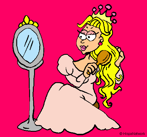 Dibujo Princesa y espejo pintado por patry1234