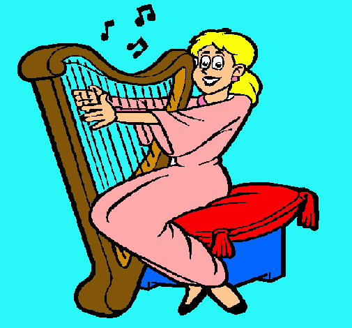 Mujer tocando la arpa