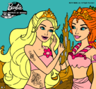Dibujo Barbie se despiede de la reina sirena pintado por Alive