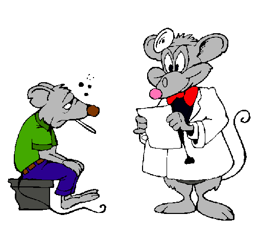 Doctor y paciente ratón