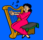 Dibujo Mujer tocando la arpa pintado por betzyta