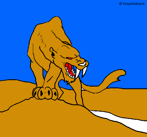 Dibujo Tigre con afilados colmillos pintado por isra