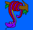 Dibujo Serpiente colgada de un árbol pintado por YOLOTL