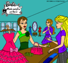 Dibujo Barbie en una tienda de ropa pintado por MAFECITA