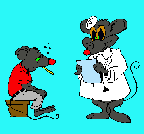 Doctor y paciente ratón