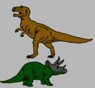 Dibujo Triceratops y tiranosaurios rex pintado por IanShadow