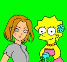 Dibujo Sakura y Lisa pintado por julietta