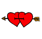 Dibujo Dos corazones con una flecha pintado por Flechados