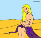 Dibujo Madre con su bebe pintado por monserat