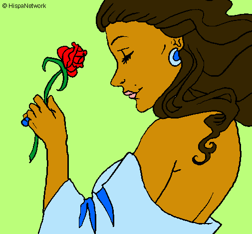 Dibujo Princesa con una rosa pintado por avaeac