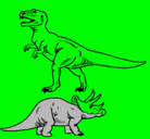 Dibujo Triceratops y tiranosaurios rex pintado por carolonina
