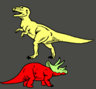 Dibujo Triceratops y tiranosaurios rex pintado por fftfetewry