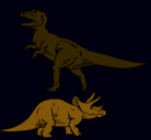 Dibujo Triceratops y tiranosaurios rex pintado por cristony