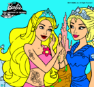 Dibujo Barbie se despiede de la reina sirena pintado por mariangela