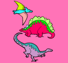 Dibujo Tres clases de dinosaurios pintado por diegor