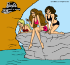 Dibujo Barbie y sus amigas sentadas pintado por Laida