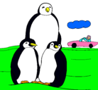 Dibujo Familia pingüino pintado por michelin