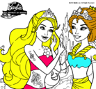 Dibujo Barbie se despiede de la reina sirena pintado por popopo