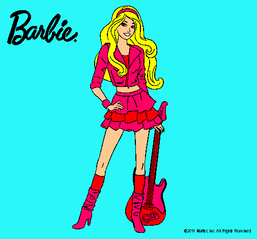 Dibujo Barbie rockera pintado por princesisa