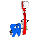 Dibujo Muela y cepillo de dientes pintado por estelau