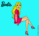 Dibujo Barbie sentada pintado por flipy