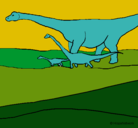 Dibujo Familia de Braquiosaurios pintado por laura23