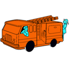 Dibujo Bomberos en el camión pintado por bomberito