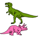 Dibujo Triceratops y tiranosaurios rex pintado por charlisse