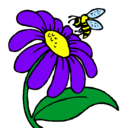 Dibujo Margarita con abeja pintado por abeja