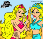 Dibujo Barbie se despiede de la reina sirena pintado por sena