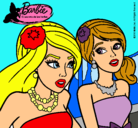 Dibujo Barbie y su amiga pintado por lunamay