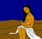 Dibujo Madre con su bebe pintado por poll 