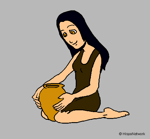 Dibujo Mujer y jarrón pintado por laura23