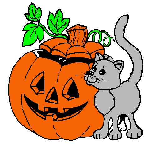 Calabaza y gato