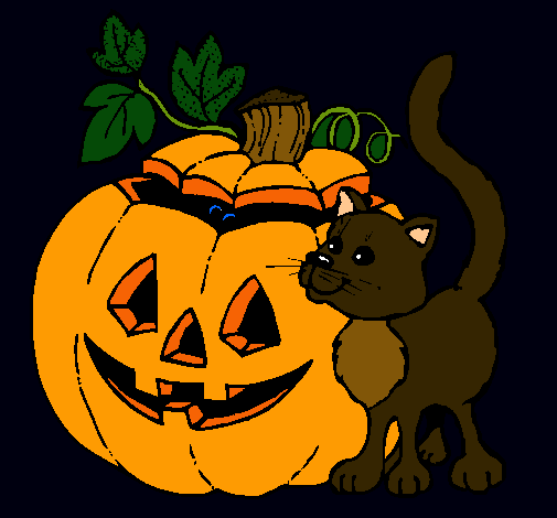 Calabaza y gato