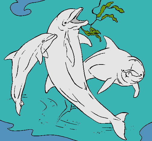 Dibujo Delfines jugando pintado por Alive