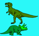 Dibujo Triceratops y tiranosaurios rex pintado por ismayito