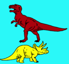 Dibujo Triceratops y tiranosaurios rex pintado por ads1