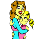 Dibujo Madre e hija abrazadas pintado por carloty