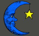 Dibujo Luna y estrella pintado por ccnsghjdhfmd