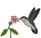 Dibujo Colibrí y una flor pintado por brochagorda